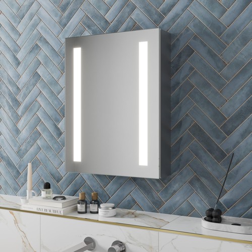 Led aluminium mirror cabinet - aluminium,